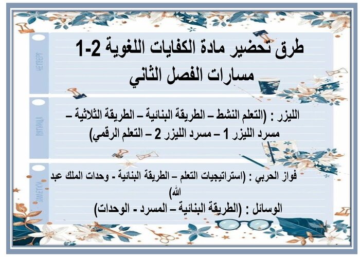 اغلاق الدرس منصه مدرستى مادة الكفايات اللغوية 2-1 مسارات الفصل الثاني طرق تحضير مادة الكفايات اللغوية 2-1 مسارات الفصل الثاني