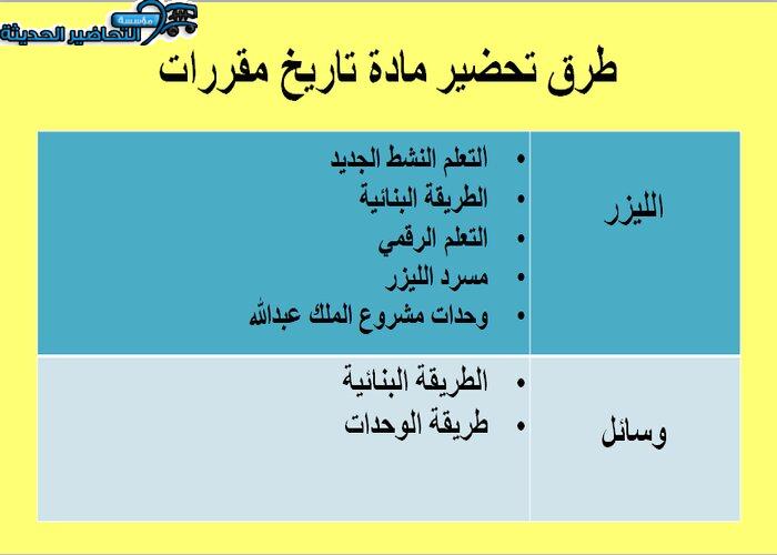 طرق تحضير مادة تاريخ مقررات.
