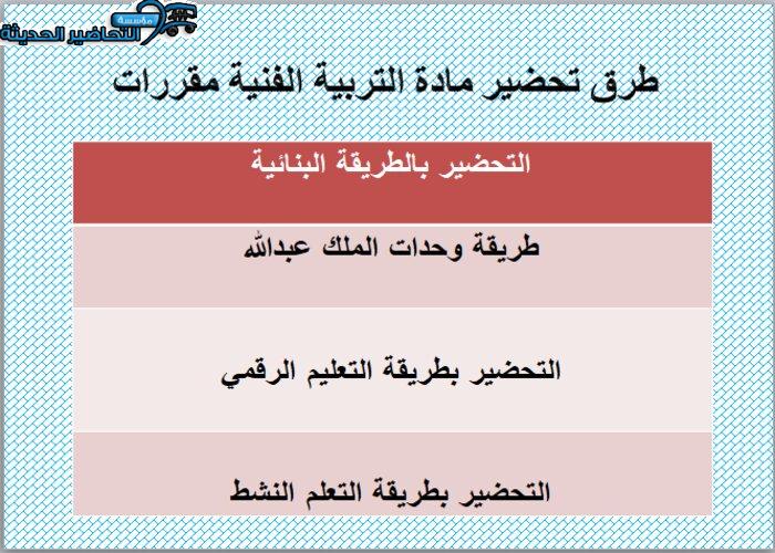 طرق تحضير مادة تربية فنية مقررات .