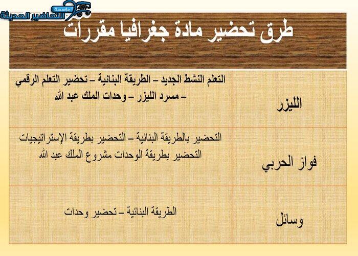 طرق تحضير مادة جغرافيا مقررات