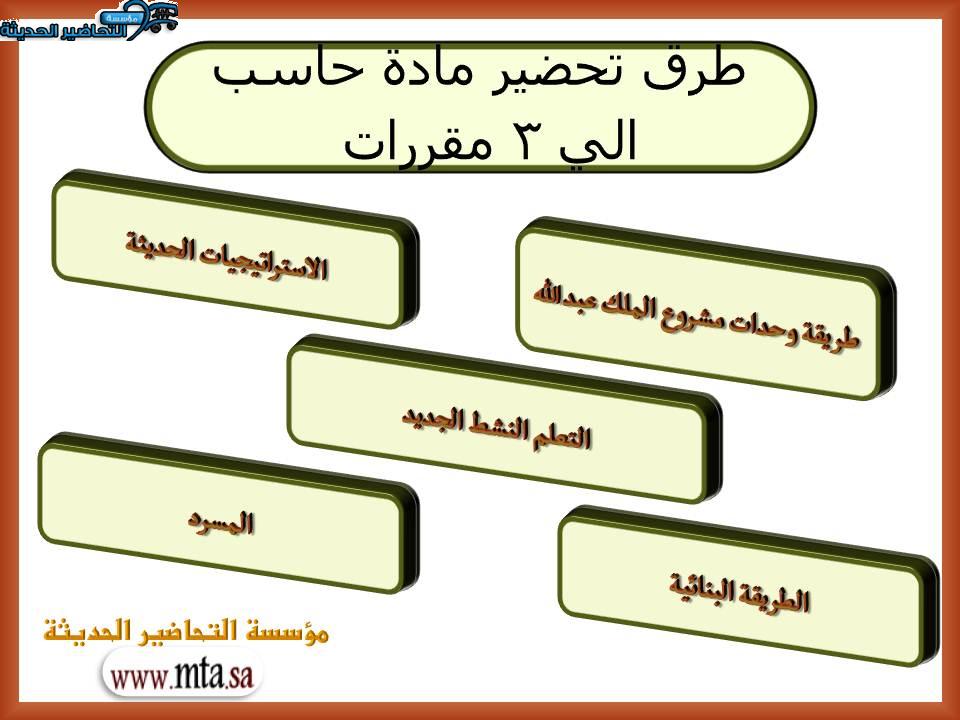 طرق تحضير مادة حاسب الي 3 مقررات 