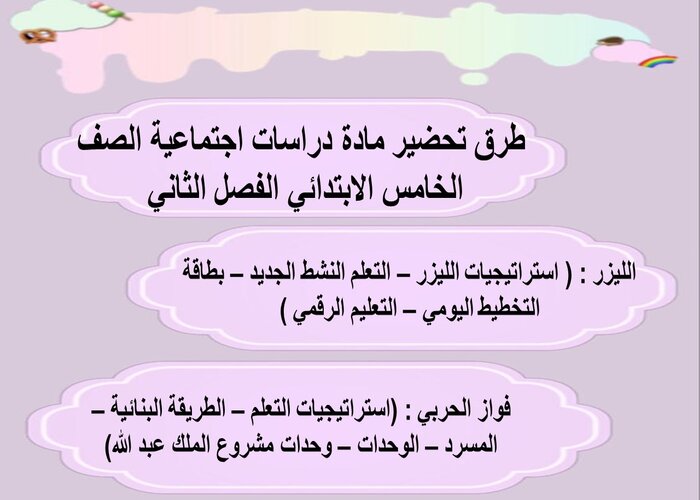مفردات الدرس منصة مدرستي مادة دراسات اجتماعية الصف الخامس الابتدائي الفصل الثاني 