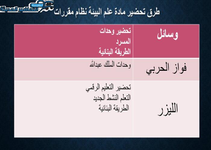 طرق تحضير مادة علم البيئة مقررات