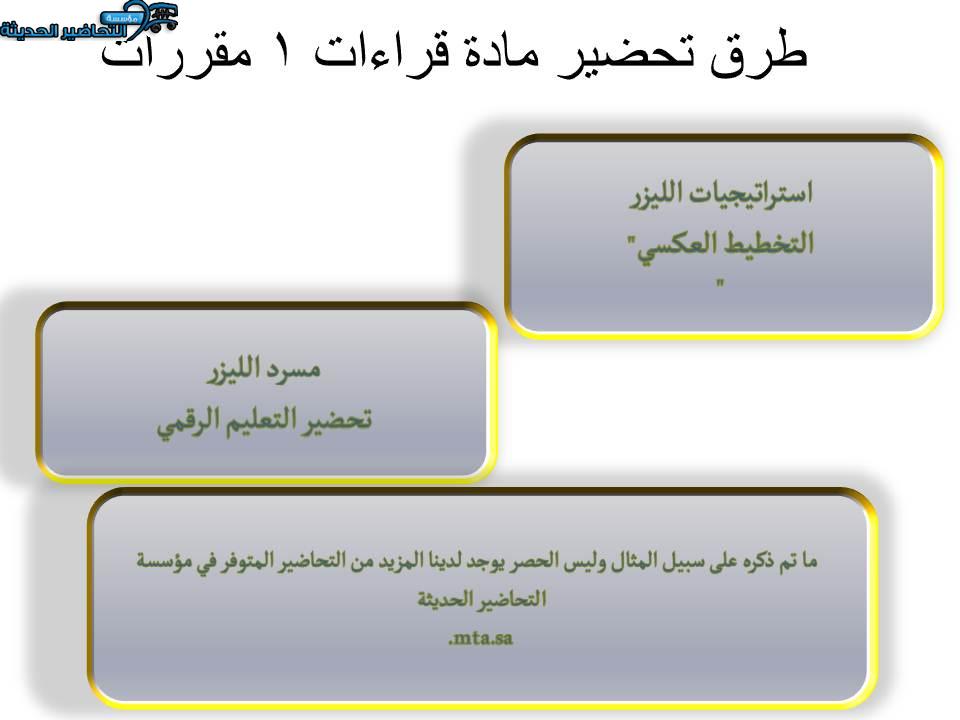 طرق تحضير مادة قراءات 1 مقررات 
