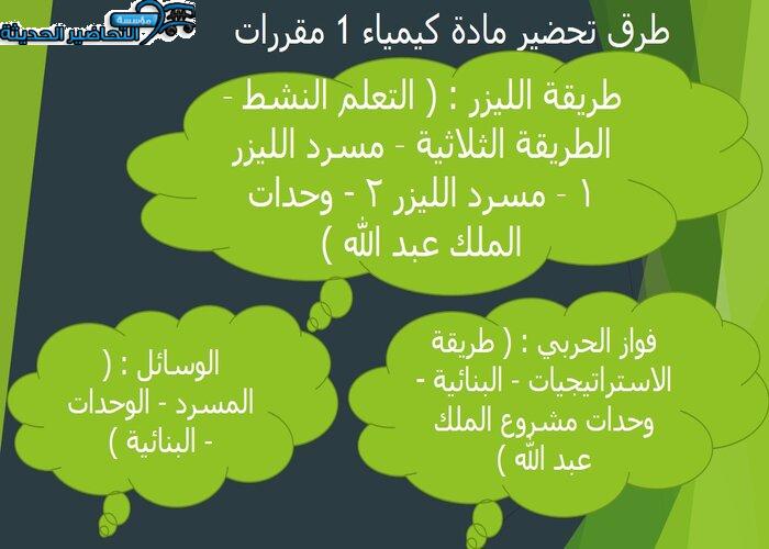 تحضير مادة كيمياء 1 مقررات