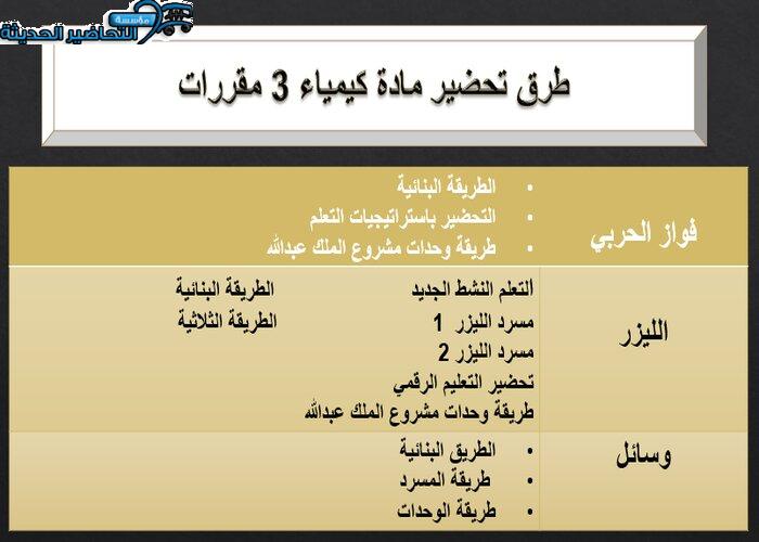 طرق تحضير مادة كيمياء 3 مقررات