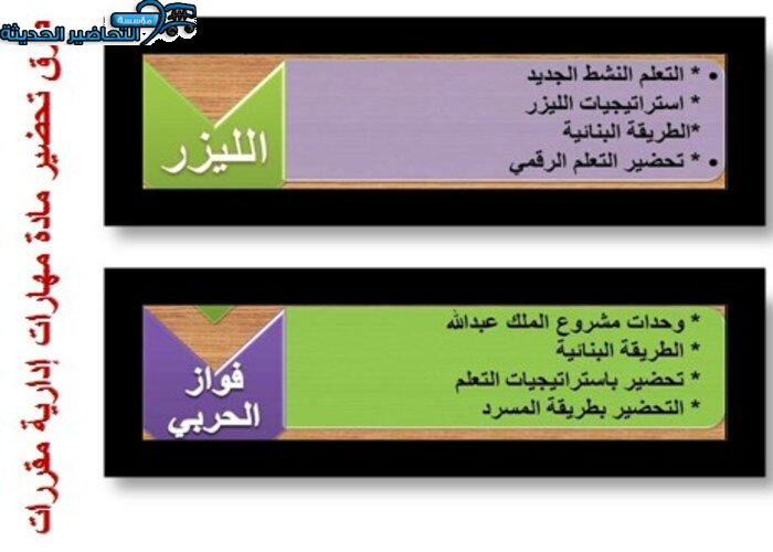 طرق تحضير مادة مهارات إدارية مقررات