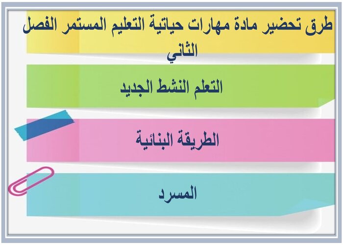 مهارات التفكير لمنصه مدرستى مهارات حياتية التعليم المستمر الفصل الثاني