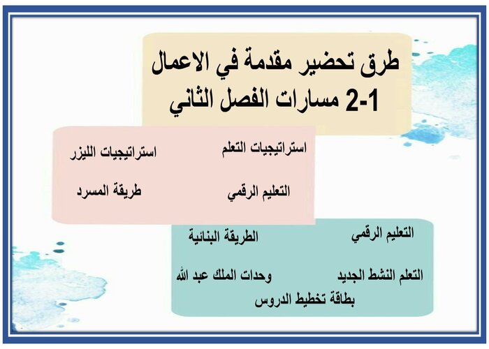 واجبات منصه مدرستى مقدمة في الاعمال 1-2 مسارات الفصل الثاني طرق تحضير مقدمة في الاعمال 1-2 مسارات الفصل الثاني (2)