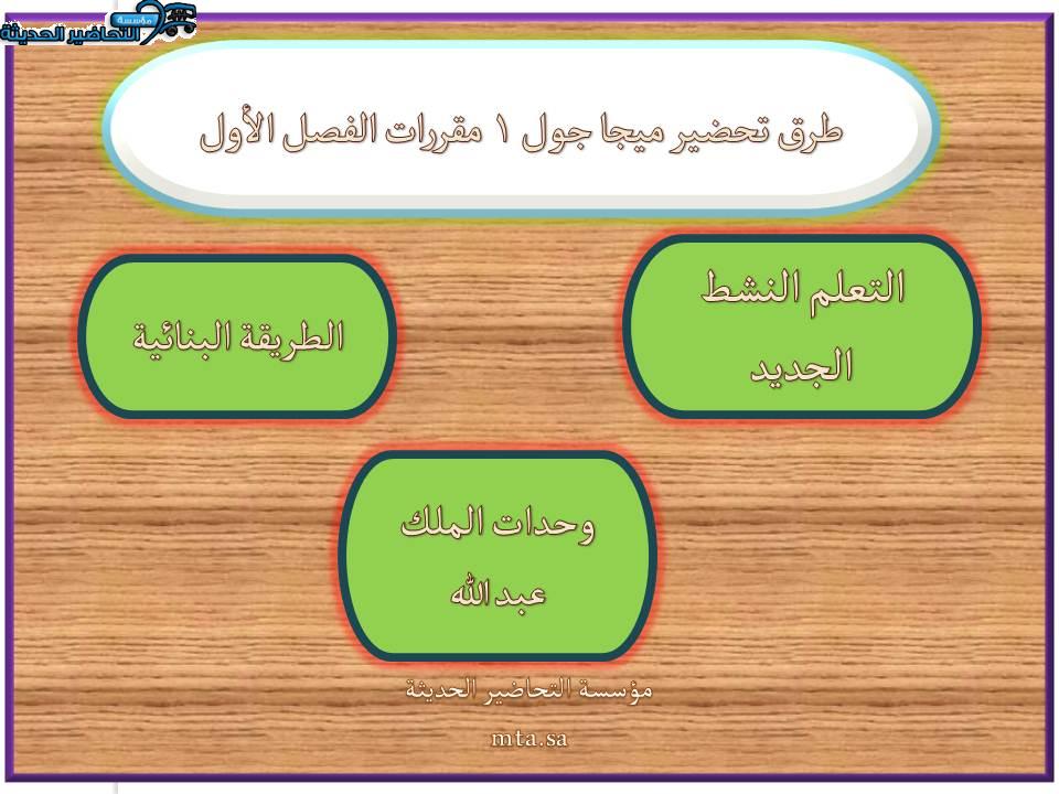 طرق تحضير ميجا جول 1 مقررات الفصل الأول 