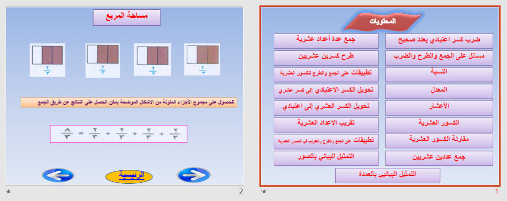 عروض باور بوينت مادة الرياضيات للصف الأول تعليم الكبيرات الفصل الدراسي الثاني