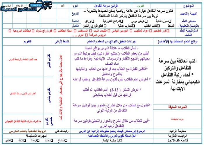 عروض باوربوينت درس قوانين سرعة التفاعل الكيميائي مادة الكيمياء 3 مقررات