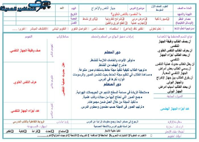 عروض بوربوينت درس جهاز التنفس والاخراج مادة العلوم ثاني متوسط