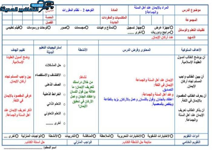 كتاب الطالب لمادة التوحيد 2 مقررات