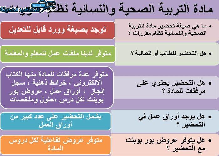 مكونات مادة التربية الصحية والنسائية نظام مقررات