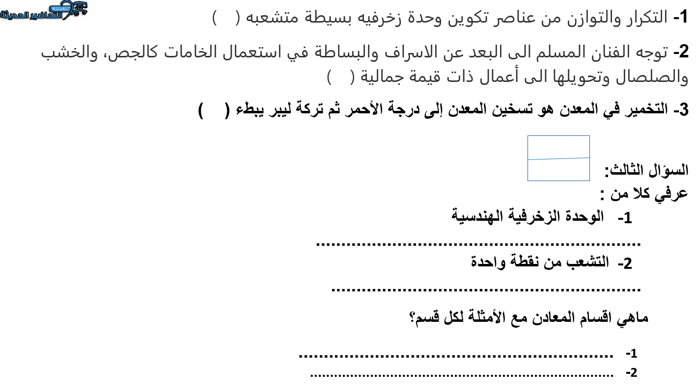 اختبار الفصل الثالث الفتره الاولي للصف السادس الابتدائي ماده التربية الفنية ماده التربية الفنية الفتره الاولي اختبار الفصل الثالث للصف السادس الابتدائي