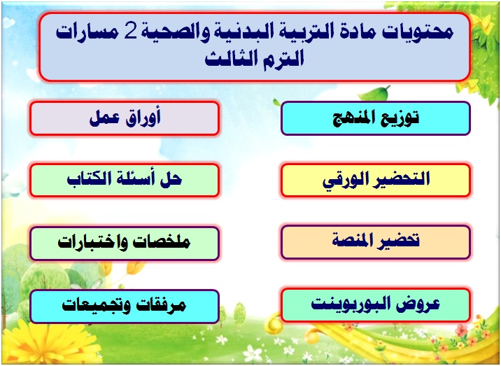 محتويات مادة التربية البدنية والصحية 2 مسارات الترم الثالث