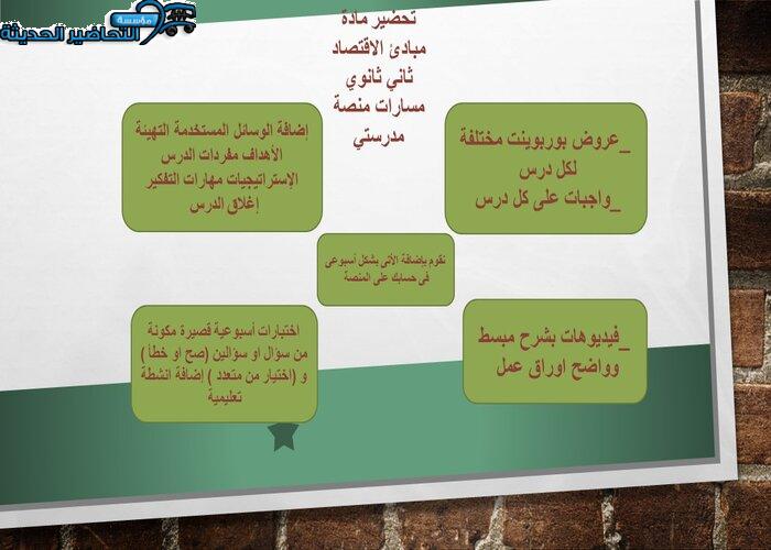 مفردات الدرس مبادئ الاقتصاد ثاني ثانوي مسارات منصة مدرستي