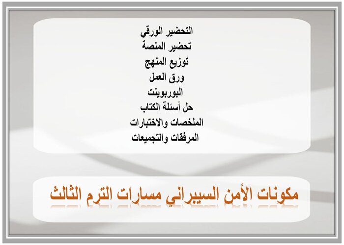 مفردات الدرس الأمن السيبراني مسارات الترم الثالث  