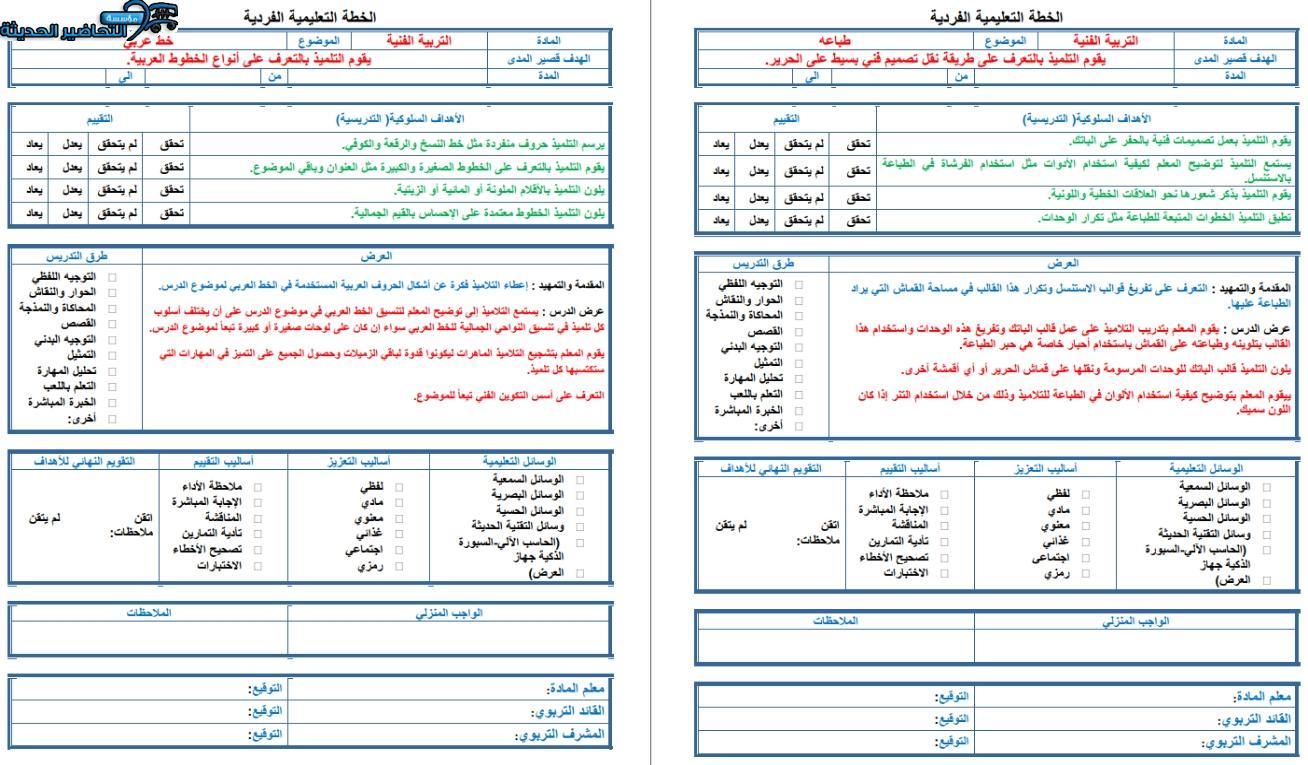 مفردات الدرس تربية فنية تربية فكرية الصف الأول ثانوي الفصل الأول مدرستي