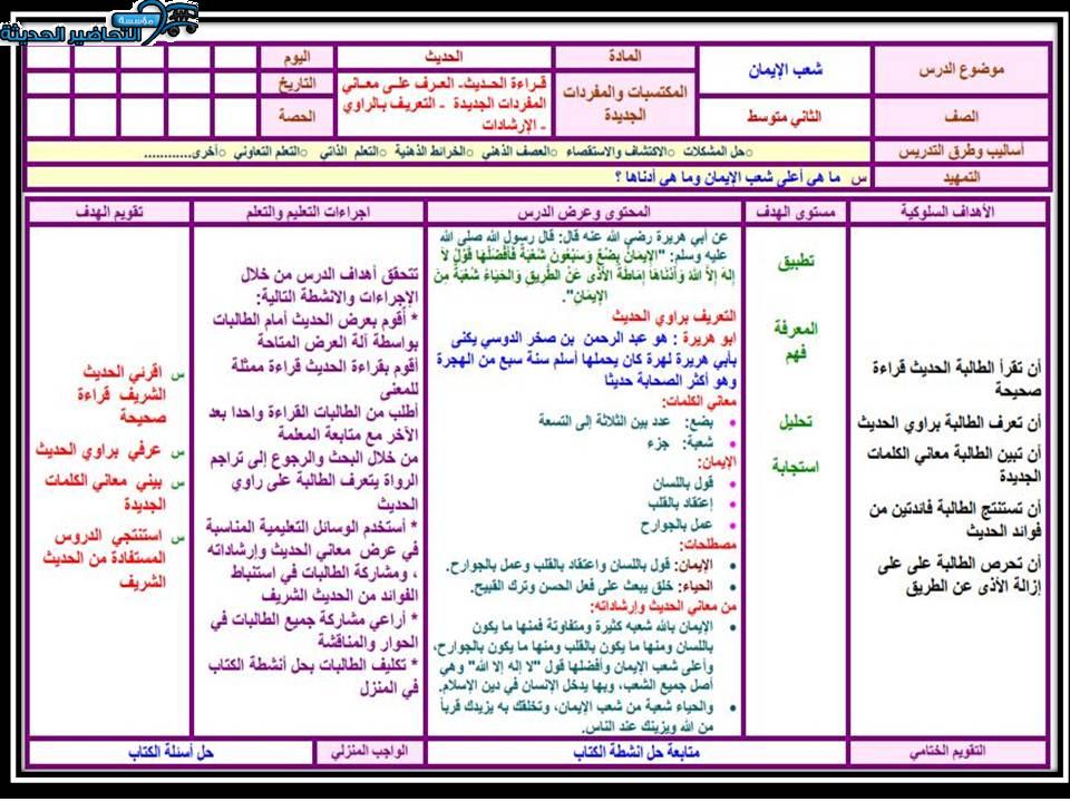 مفردات الدرس حديث الفصل الأول مدرستي