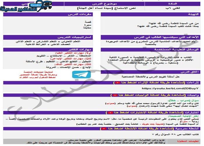 مفردات الدرس لمنصة مدرستى لغتي الصف السادس الابتدائي الفصل الثاني
