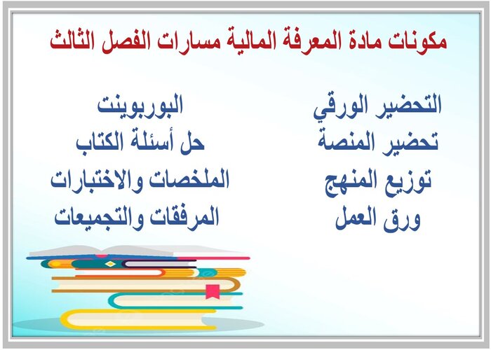 مفردات الدرس مادة المعرفة المالية مسارات الفصل الثالث مفردات الدرس مادة المعرفة المالية مسارات الفصل الثالث