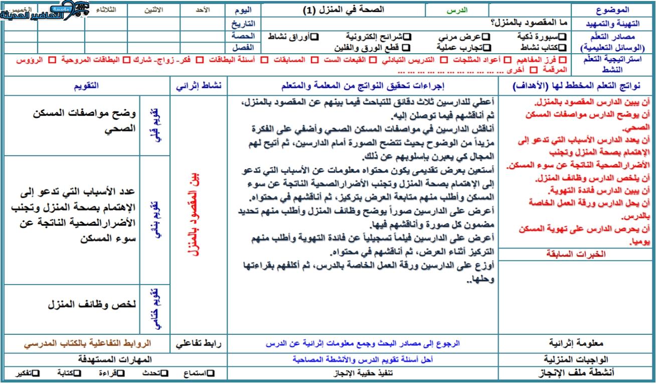 مفردات الدرس مادة مهارات حياتية التعليم المستمر الفصل الأول مدرستي