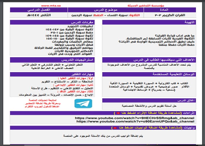 مفردات الدرس منصة مدرستي القرآن الكريم 2-2 مسارات الفصل الثاني مفردات الدرس منصة مدرستي القرآن الكريم 2-2 مسارات الفصل الثاني