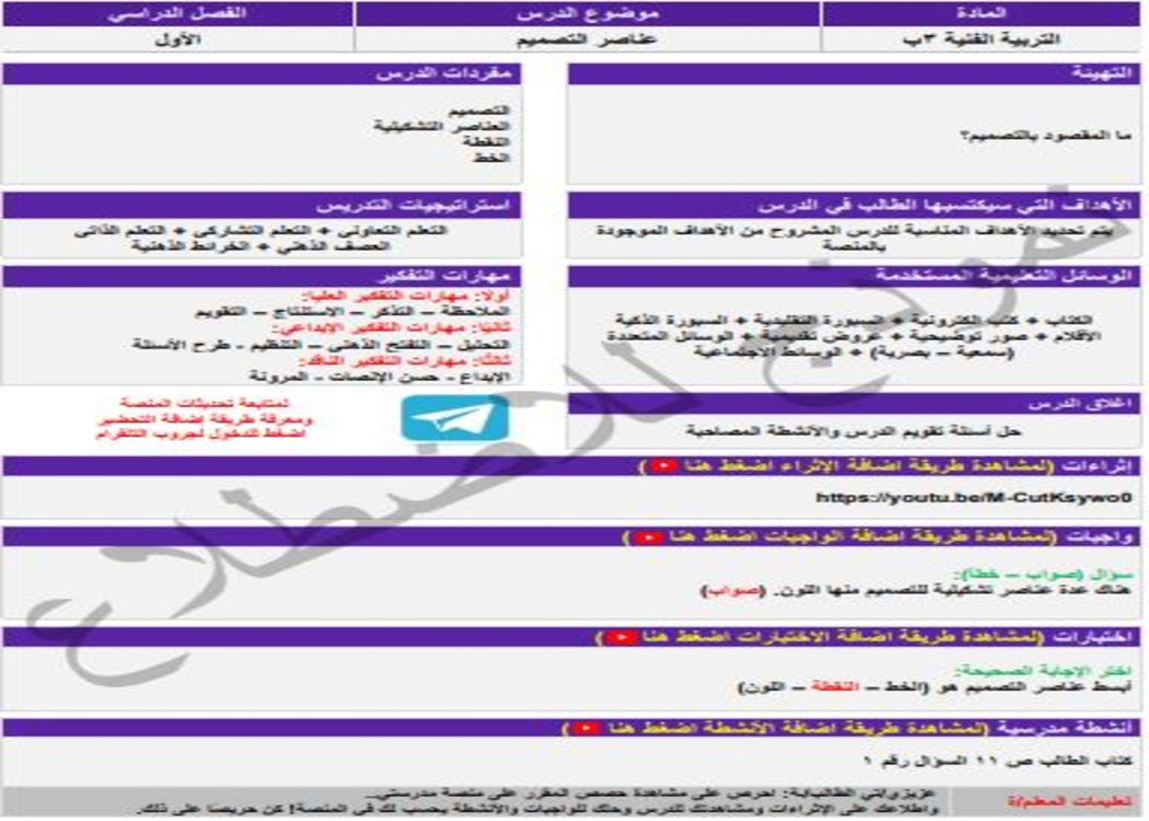 مفردات الدرس منصة مدرستي تربيه فنيه الصف الثالث الابتدائي الفصل الثاني مفردات الدرس منصة مدرستي تربيه فنيه الصف الثالث الابتدائي الفصل الثاني