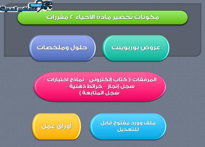 مكونات تحضير مادة أحياء 2 مقررات 