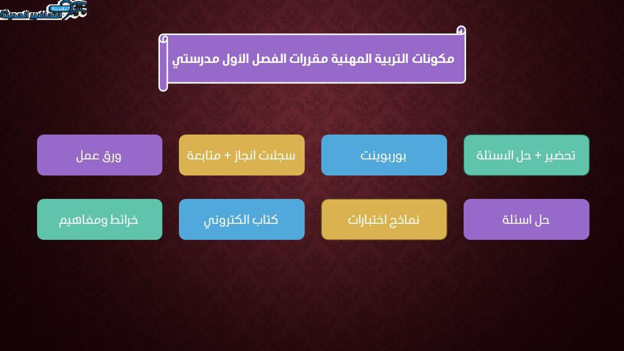 مكونات التربية المهنية مقررات الفصل الأول مدرستي