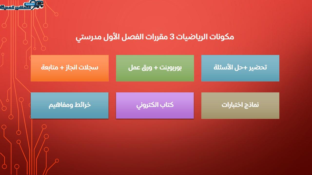 مكونات الرياضيات 3 مقررات الفصل الأول مدرستي