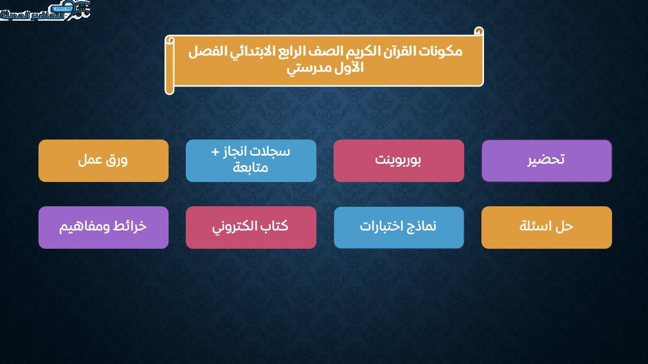 مكونات القرآن الكريم الصف الرابع الابتدائي الفصل الأول مدرستي