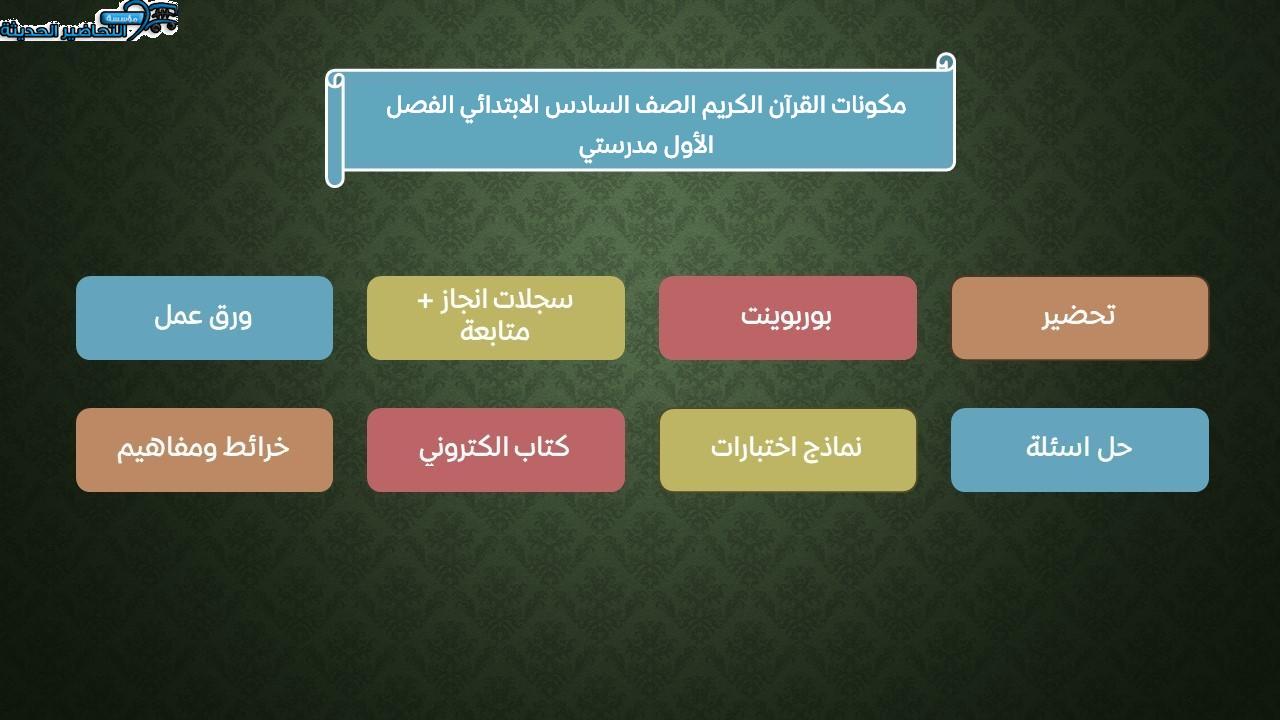 اغلاق الدرس القرآن الكريم الصف السادس الابتدائي الفصل الأول مدرستي