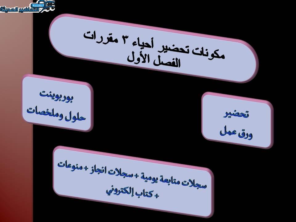 مكونات تحضير أحياء 3 مقررات الفصل الأول 