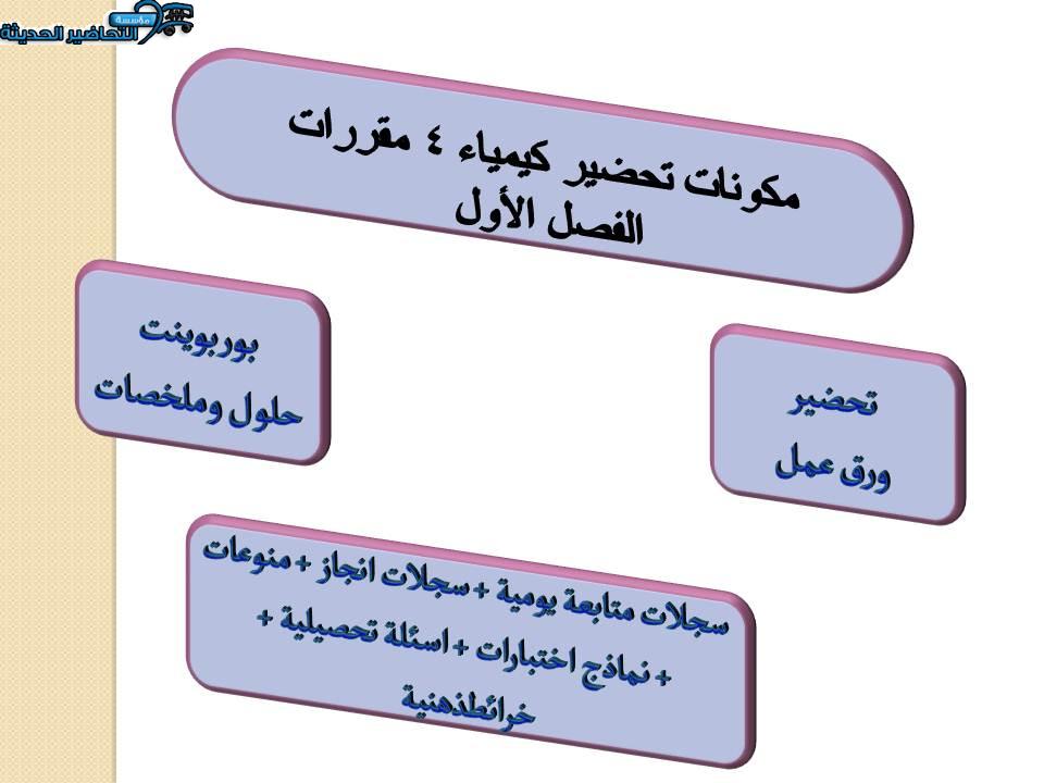 مكونات تحضير كيمياء 4 مقررات الفصل الأول 