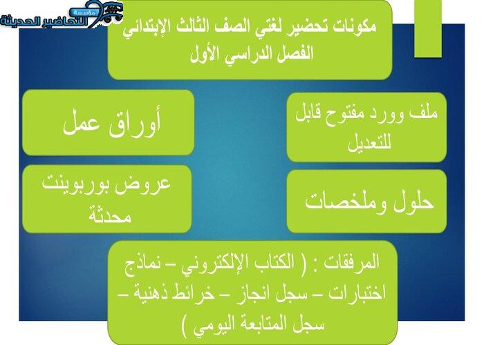 تحضير لغتي الصف الثالث الإبتدائي الفصل الدراسي الأول