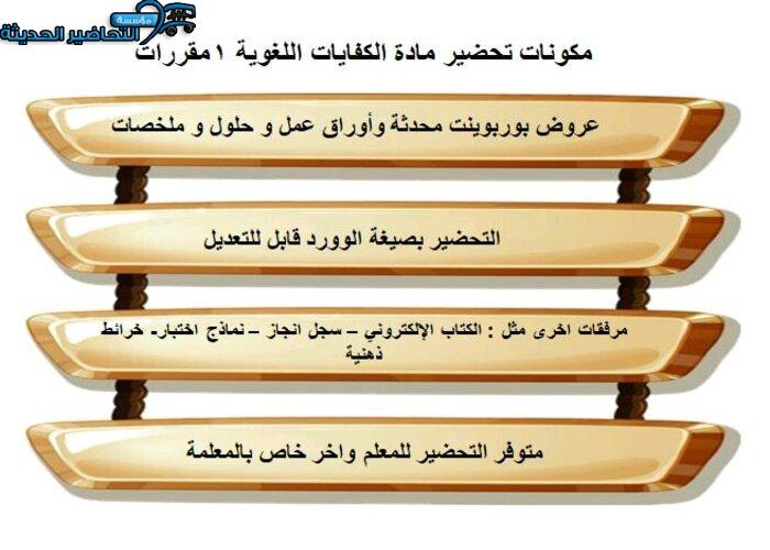 مكونات تحضير مادة كفايات لغوية 1 مقررات