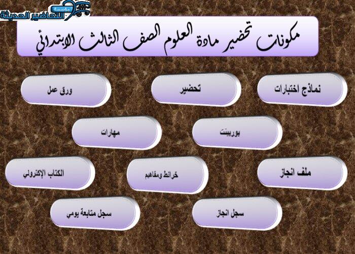 مكونات تحضير مادة العلوم الصف الثالث الابتدائي