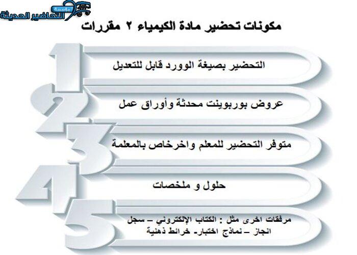 مكونات تحضير مادة الكيمياء 2 مقررات 