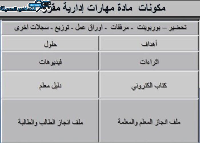 مكونات تحضير مادة مهارات إدارية مقررات