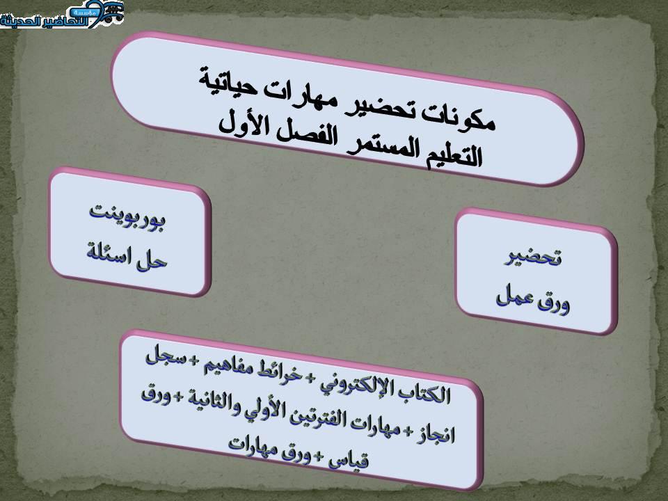 مكونات تحضير مهارات حياتية التعليم المستمر الفصل الأول 