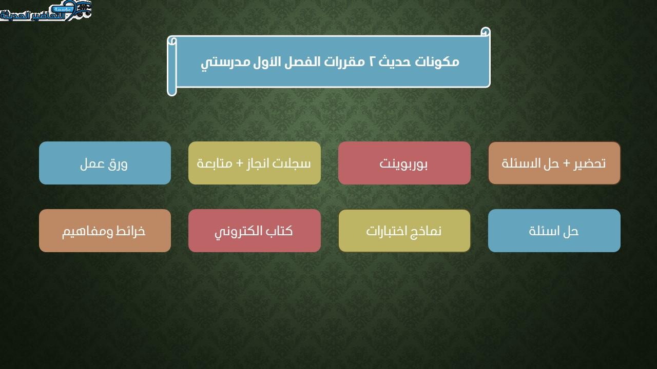 مكونات حديث 2 مقررات الفصل الأول مدرستي