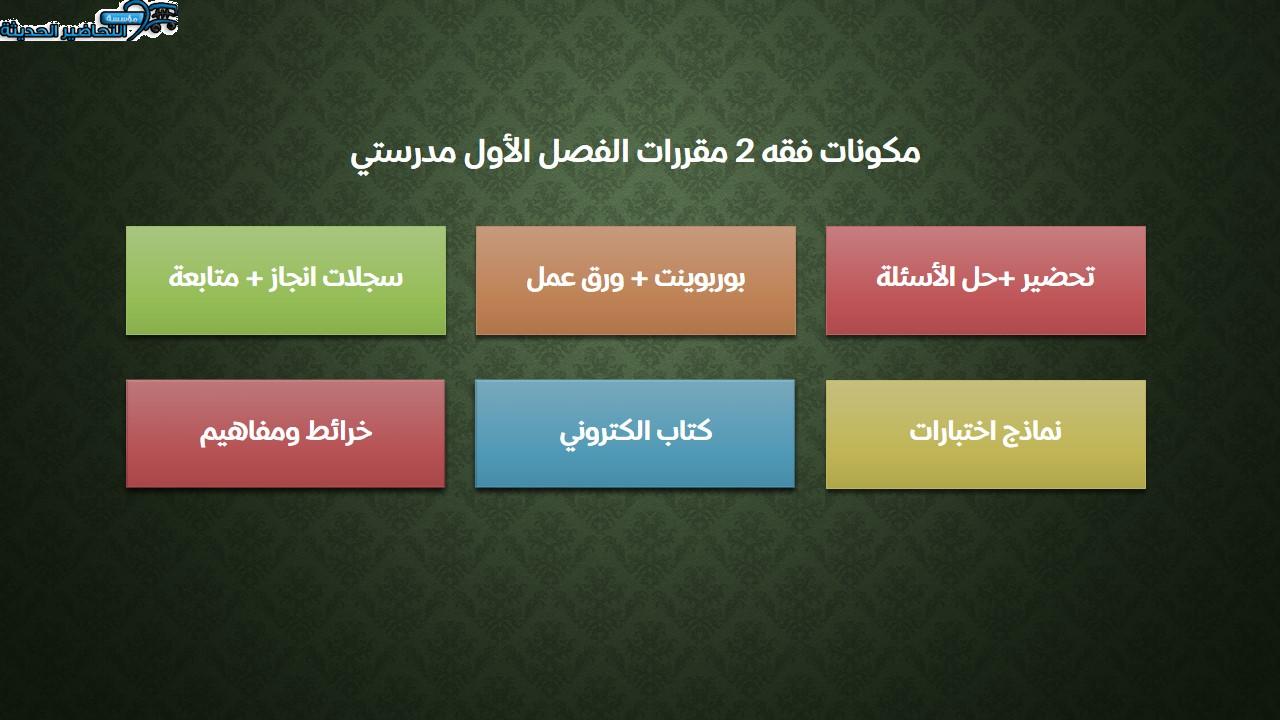 مكونات فقه 2 مقررات الفصل الأول مدرستي