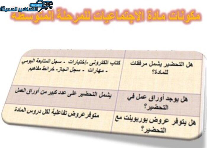 مكونات مادة الاجتماعيات للمرحلة المتوسطة