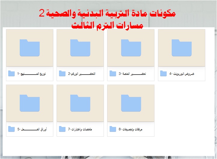 مكونات مادة التربية البدنية والصحية 2 مسارات الترم الثالث