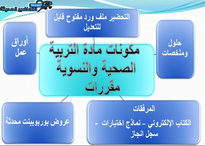مكونات مادة التربية الصحية والنسوية مقررات 