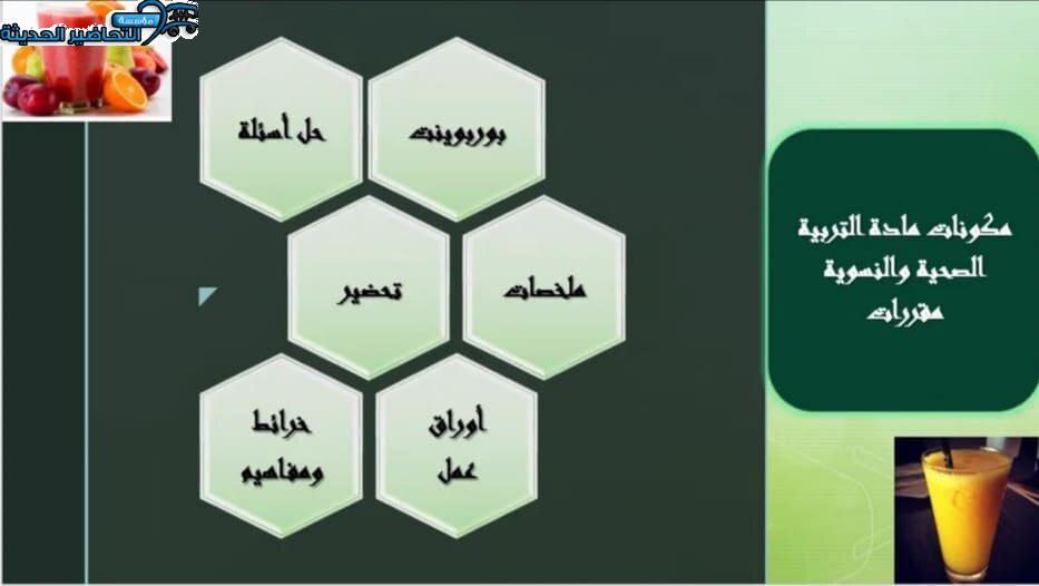 مكونات مادة التربية الصحية والنسوية مقررات 