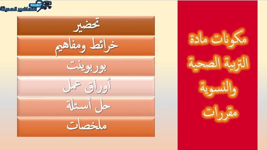 مكونات مادة التربية الصحية والنسوية مقررات